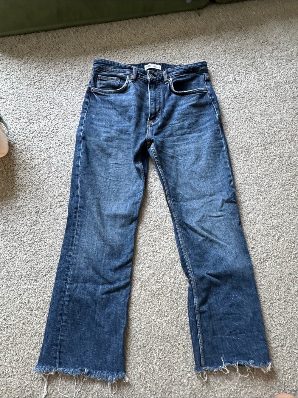 Zara Women's Straight-Leg Dark Blue Denim Jeans